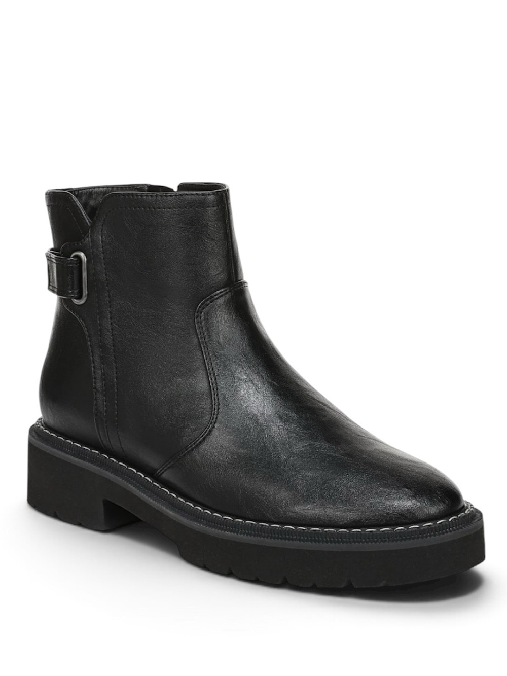 Naturalized Rue Black Women's Faux Leather Lug Sole Chelsea Boot Size 6.5